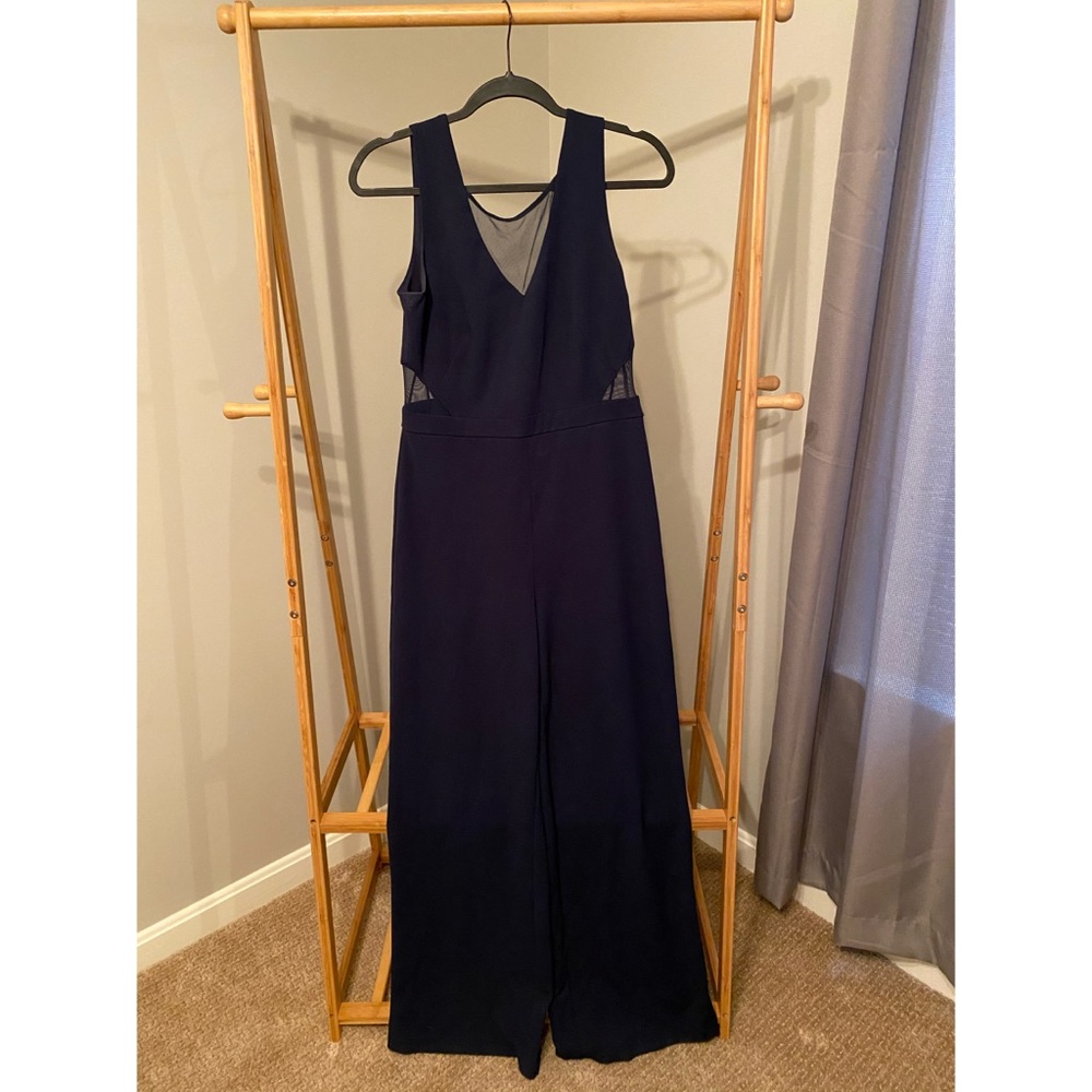 Navy blue wide leg jumpsuit